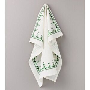 Hearth & Hand Green Geometric Border With Cream Background Kitchen Towel